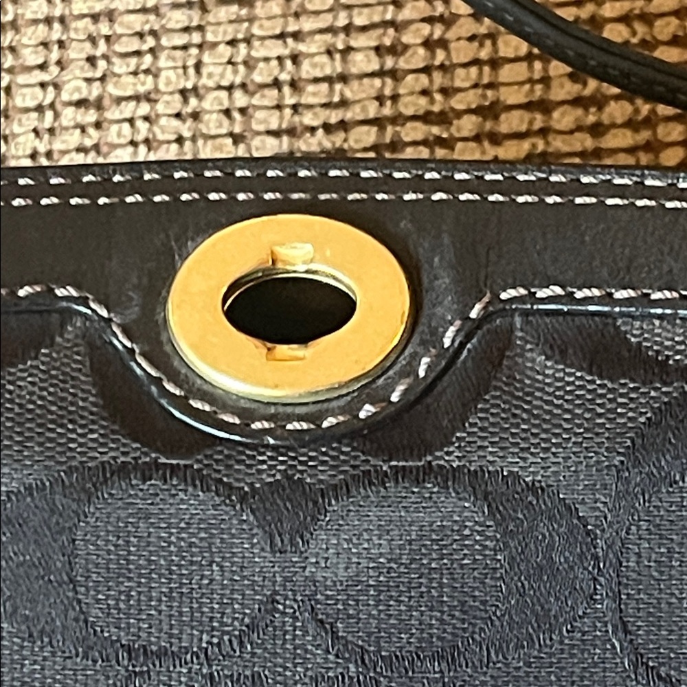 Vintage Black Coach Mini Turnlock Bag Canvas and leather with gold detail - Picture 16 of 16